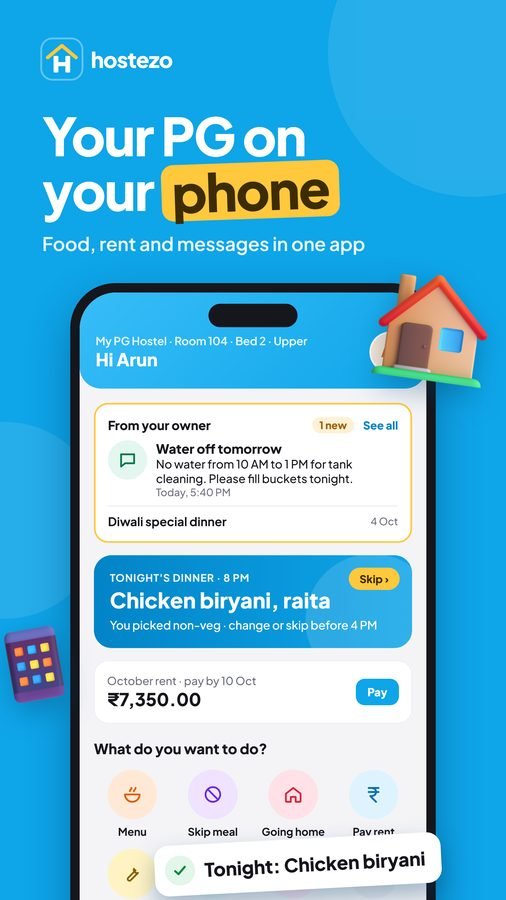 Hostezo app home screen